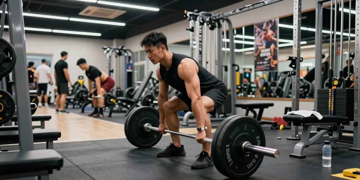 Kraftsportler im Fitnessstudio beim Heben von Utinon Steroiden für maximale Leistung.
