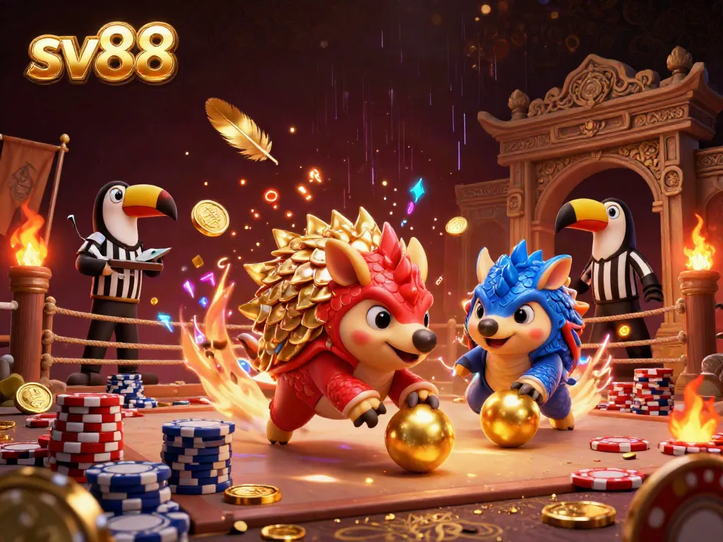 Experience thrilling gameplay at sv88 with rival pangolins in a vibrant casino scene