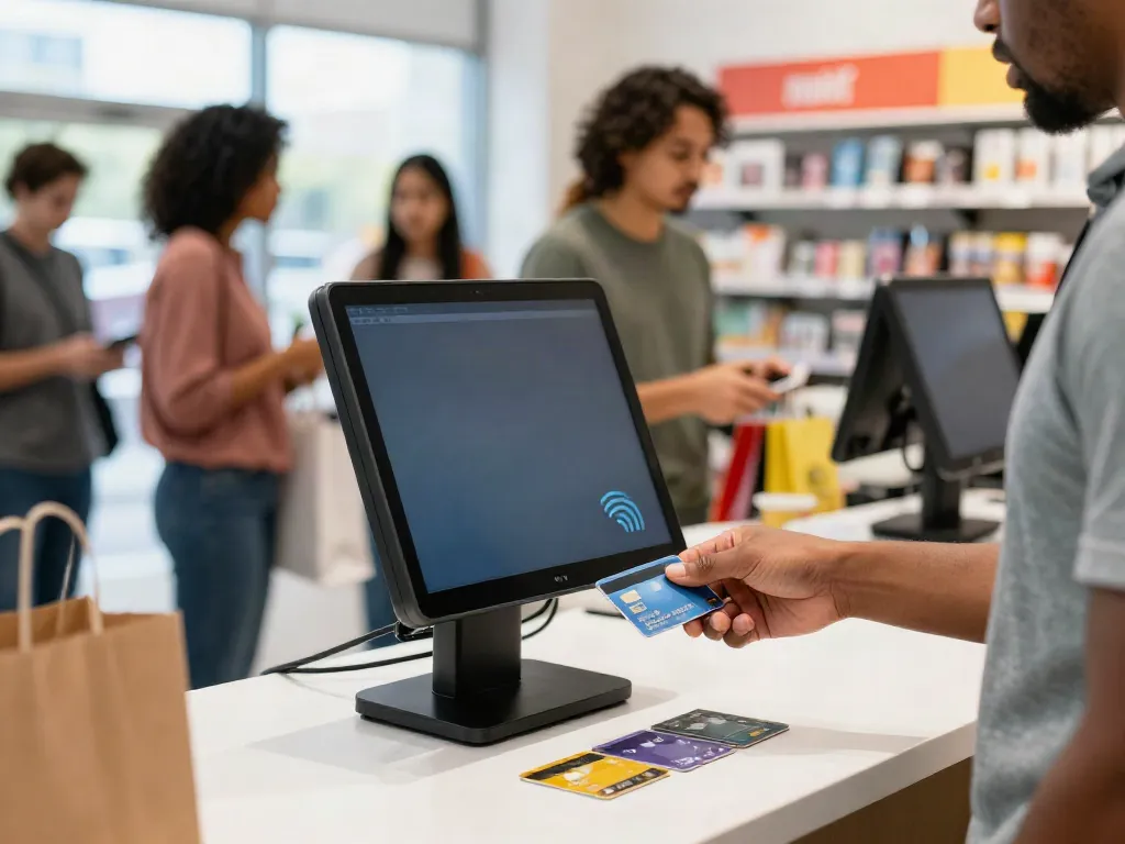 Das Smartphone als Kartenzahlungsterminal im modernen Einzelhandel.
