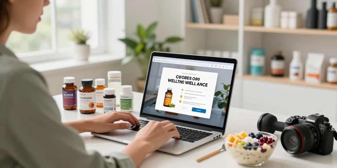 Besucher im Unique Pharma Shop, der eine Auswahl an Gesundheitsprodukten durchstöbert, umgeben von Vitaminen und Fitnessgeräten.